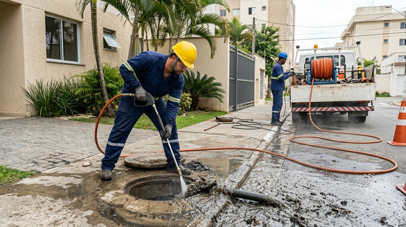 Hidrojateamento com jato de alta pressão em Santo André-SP